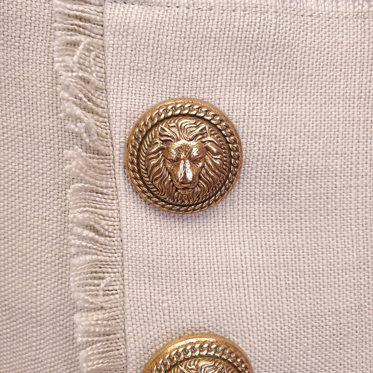 BALMAIN CREAM DENIM SKIRT WITH LOGO - SIZE 42
