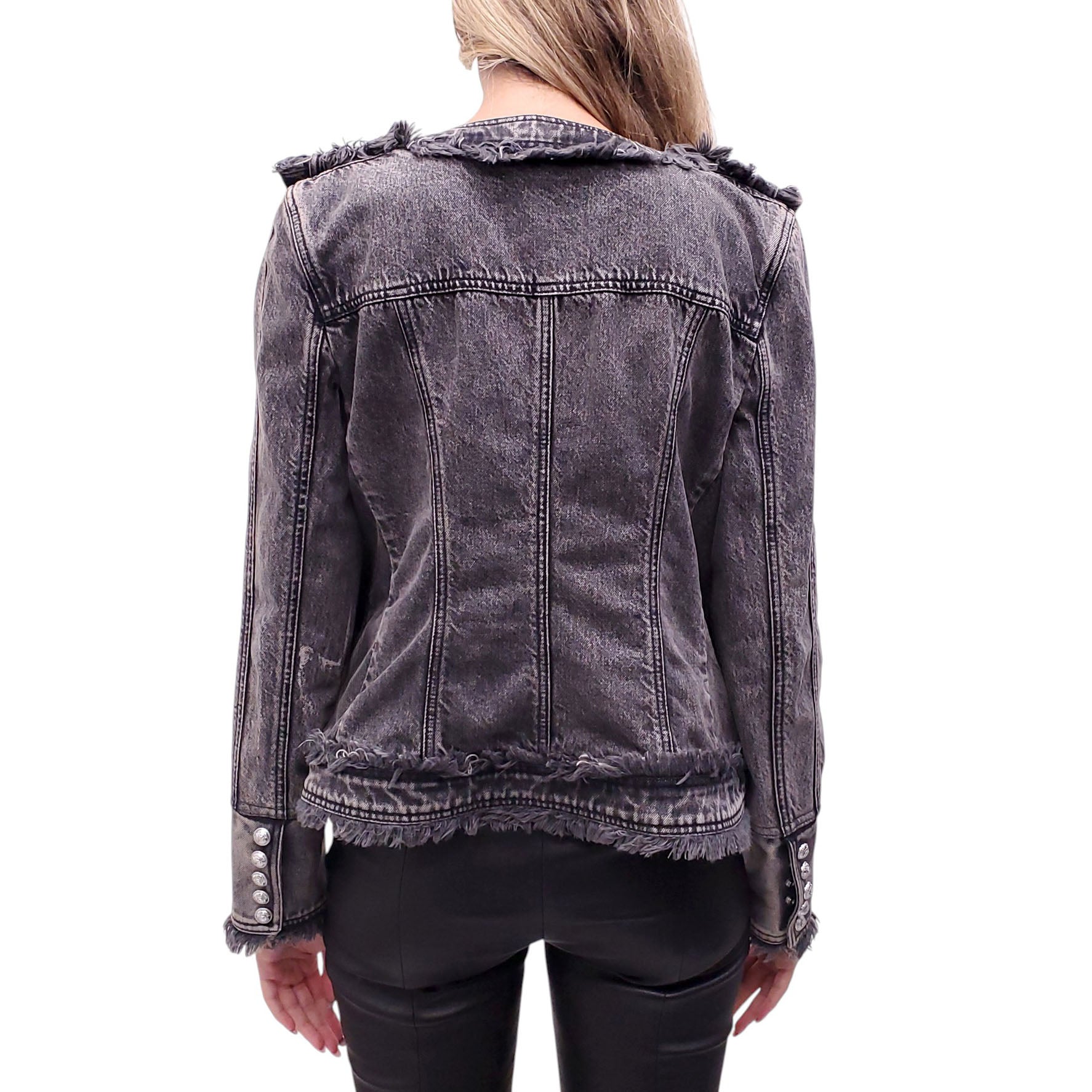 BALMAIN CRYSTAL DENIM JACKET - SIZE 38
