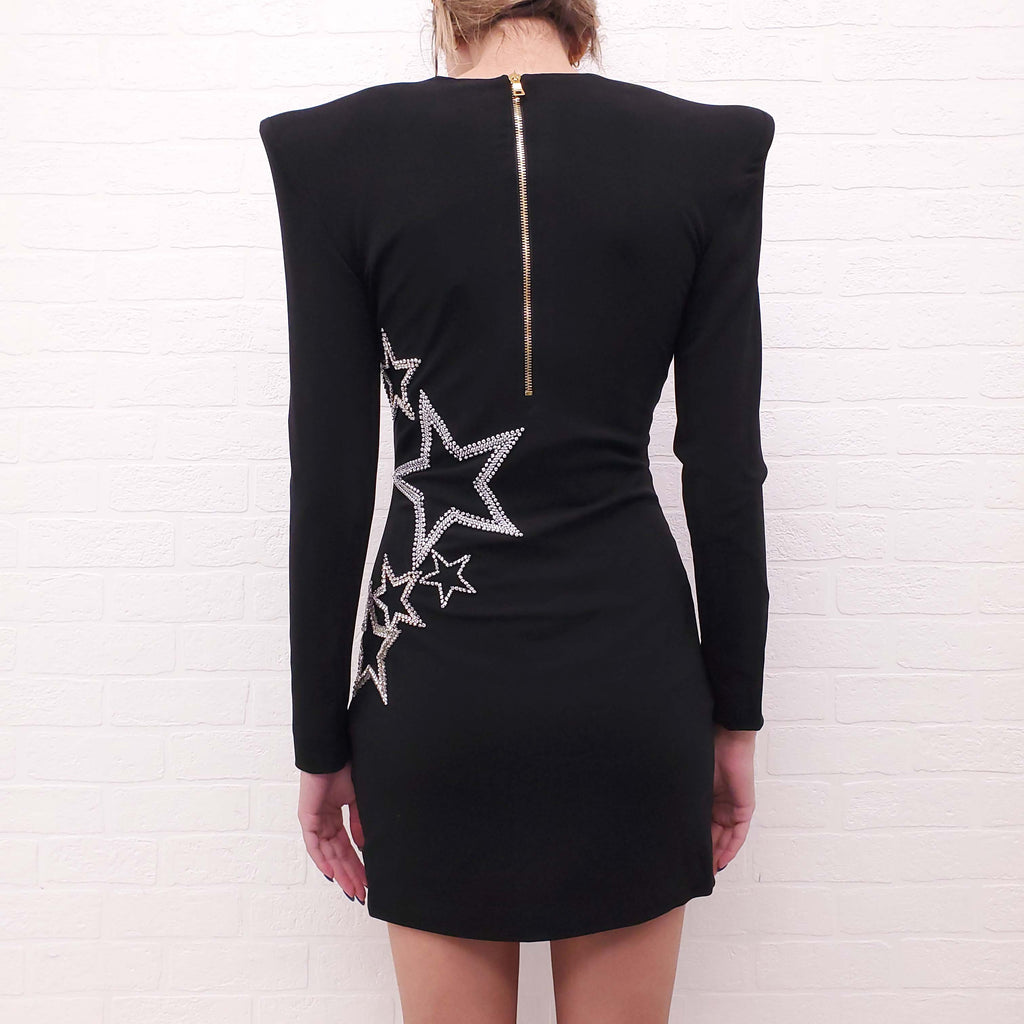 BALMAIN CRYSTAL STAR EMBELLISHED DRESS - SIZE 38