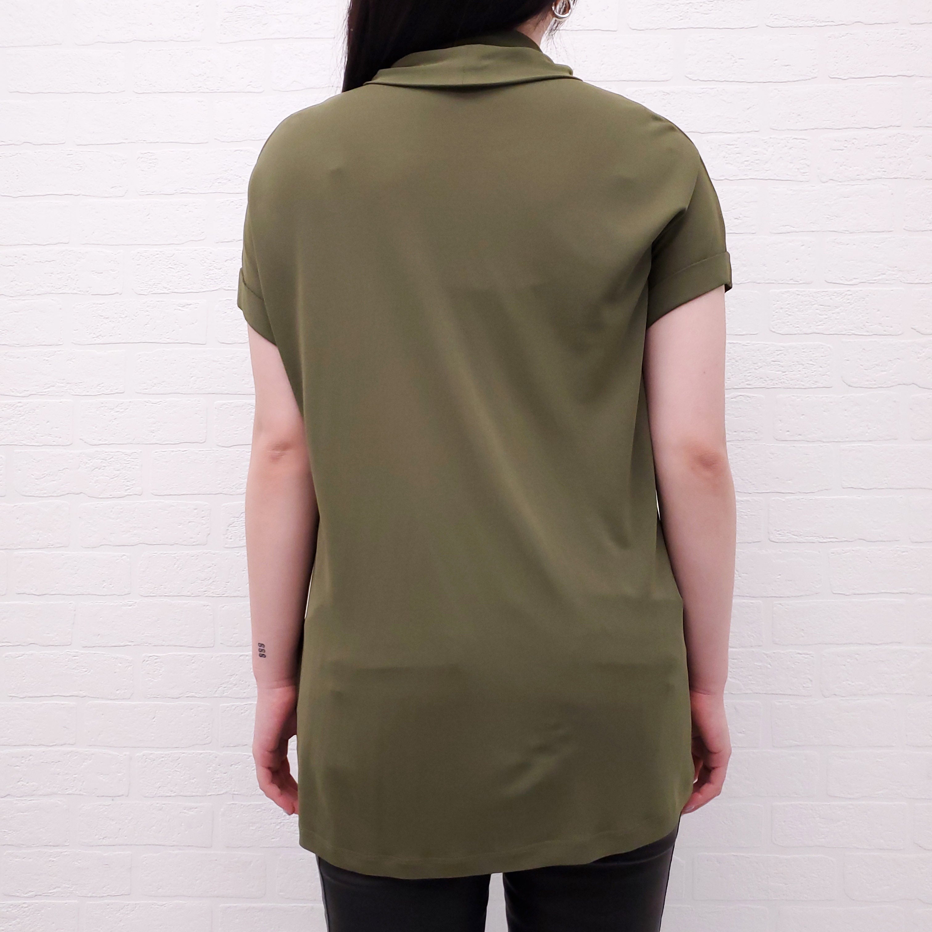 BALMAIN GREEN BLOUSE WITH FRINGE NECK TIE DETAIL - SIZE 34