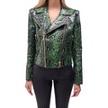 BALMAIN GREEN SNAKE SKIN BOMBER JACKET - SIZE 40 (OVERSIZED)