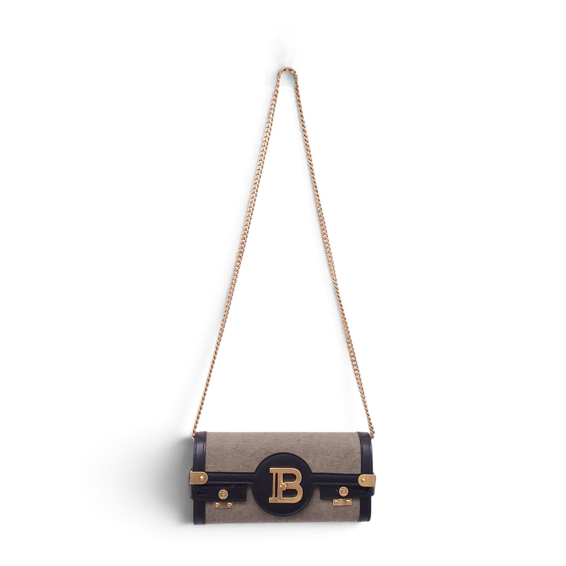 BALMAIN KHAKI LOGO BAG