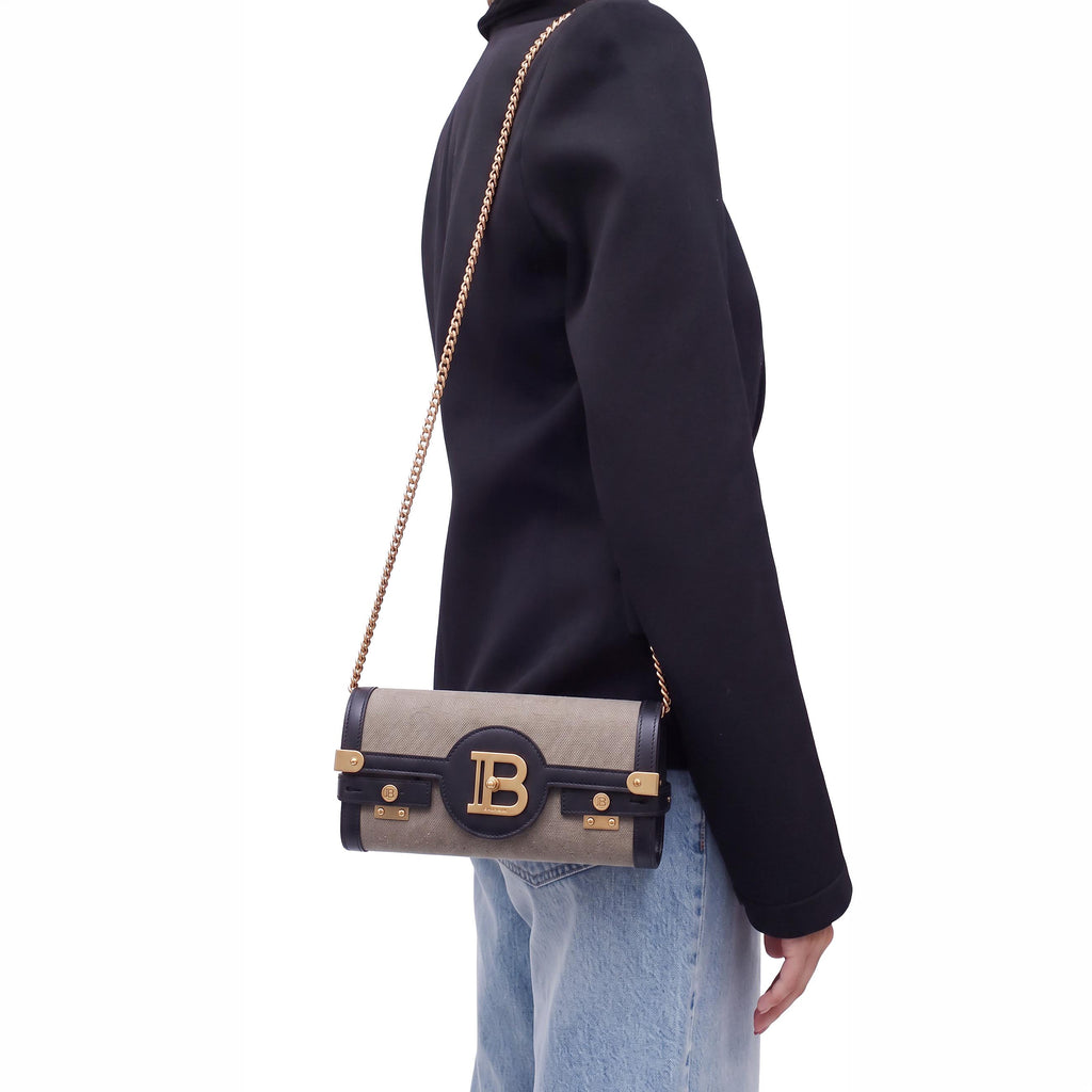 BALMAIN KHAKI LOGO BAG