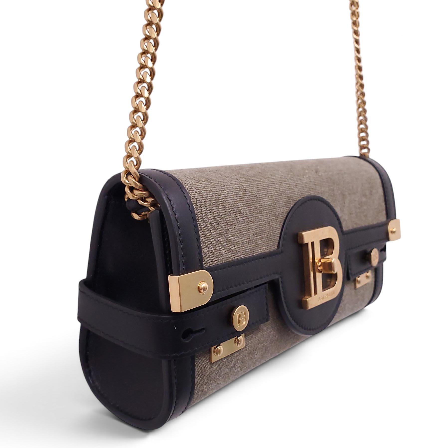 BALMAIN KHAKI LOGO BAG