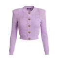 BALMAIN LILAC MONOGRAM MESH KNIT CARDIGAN - SIZE 40