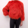 BALMAIN ORANGE FUR JACKET WITH LOGO BLOUSE - SIZE 38