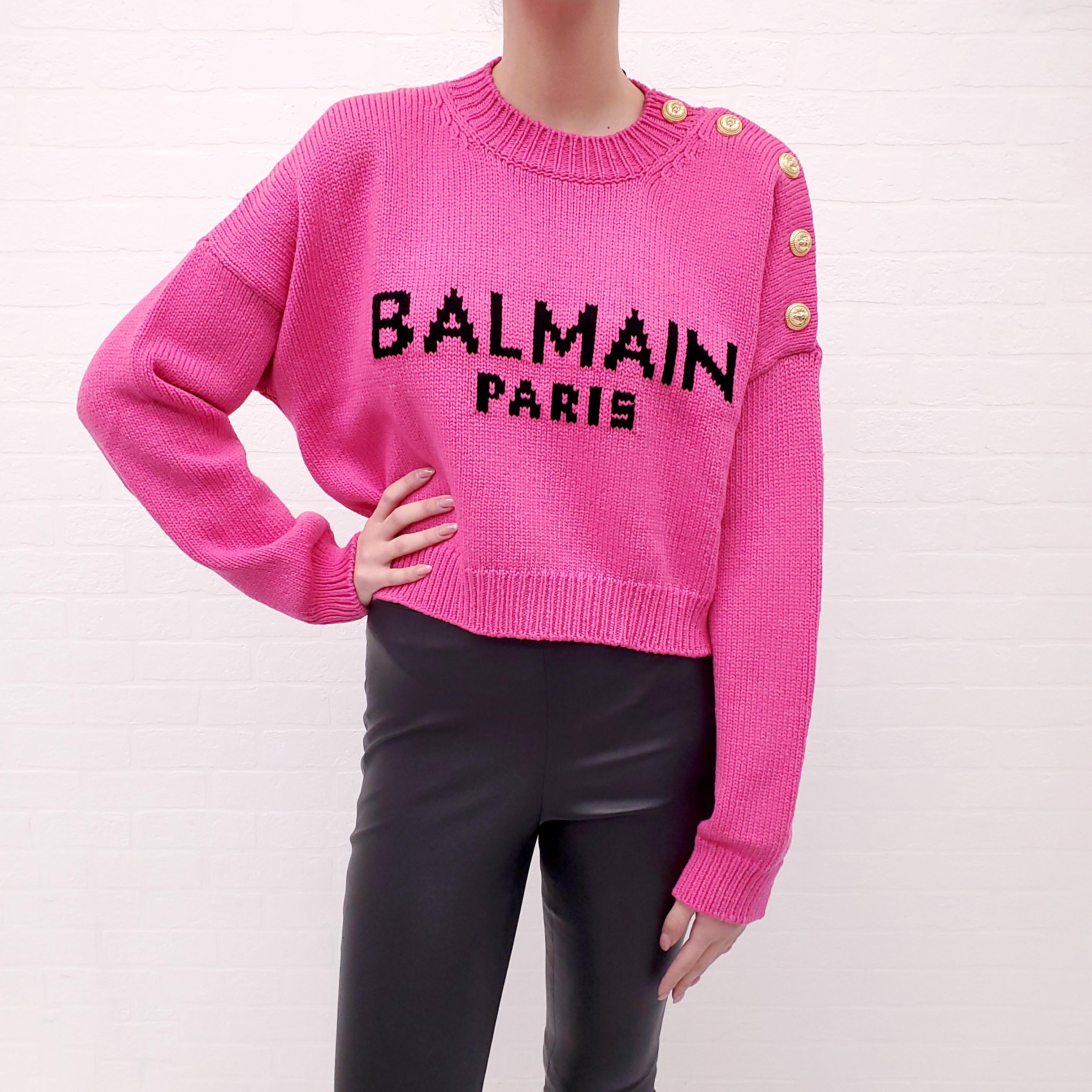 BALMAIN PINK LOGO SWEATER - SIZE 38