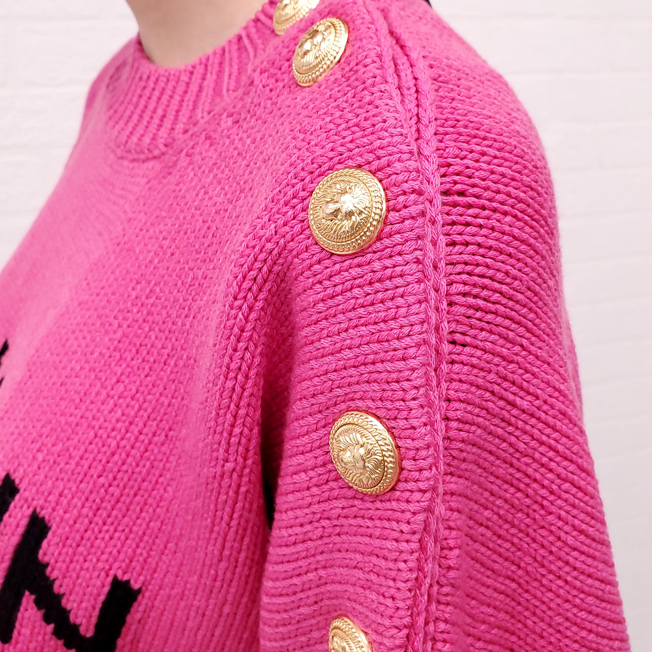 BALMAIN PINK LOGO SWEATER - SIZE 38