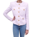 BALMAIN PURPLE TWEED BLAZER WITH LOGO BUTTONS - SIZE 34
