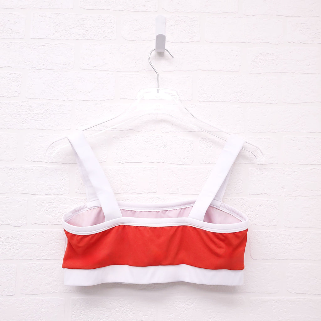 BALMAIN RED AND WHITE 2-PIECE BATHING SUIT WITH LOGO BUTTONS - SIZE 46