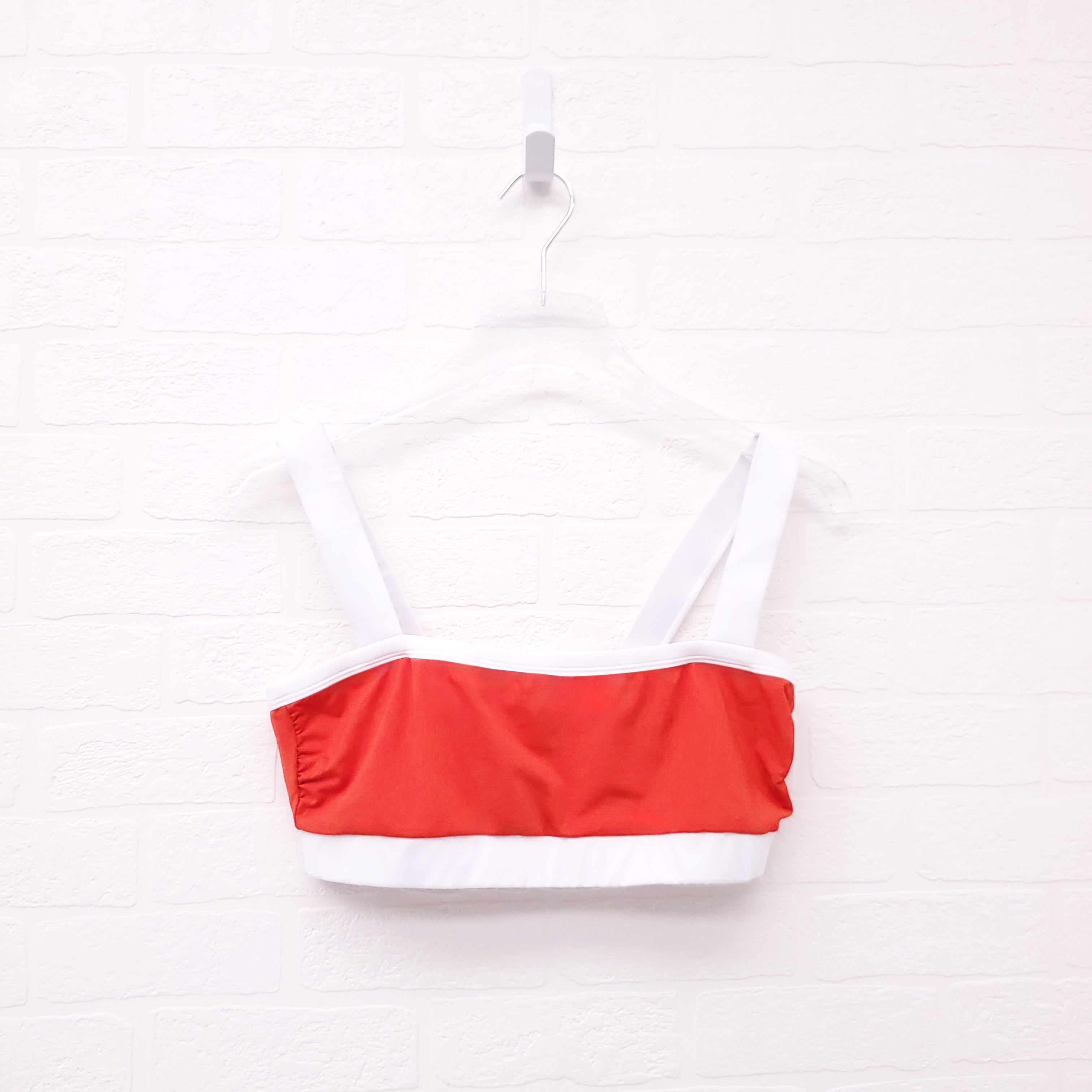 BALMAIN RED AND WHITE 2-PIECE BATHING SUIT WITH LOGO BUTTONS - SIZE 46