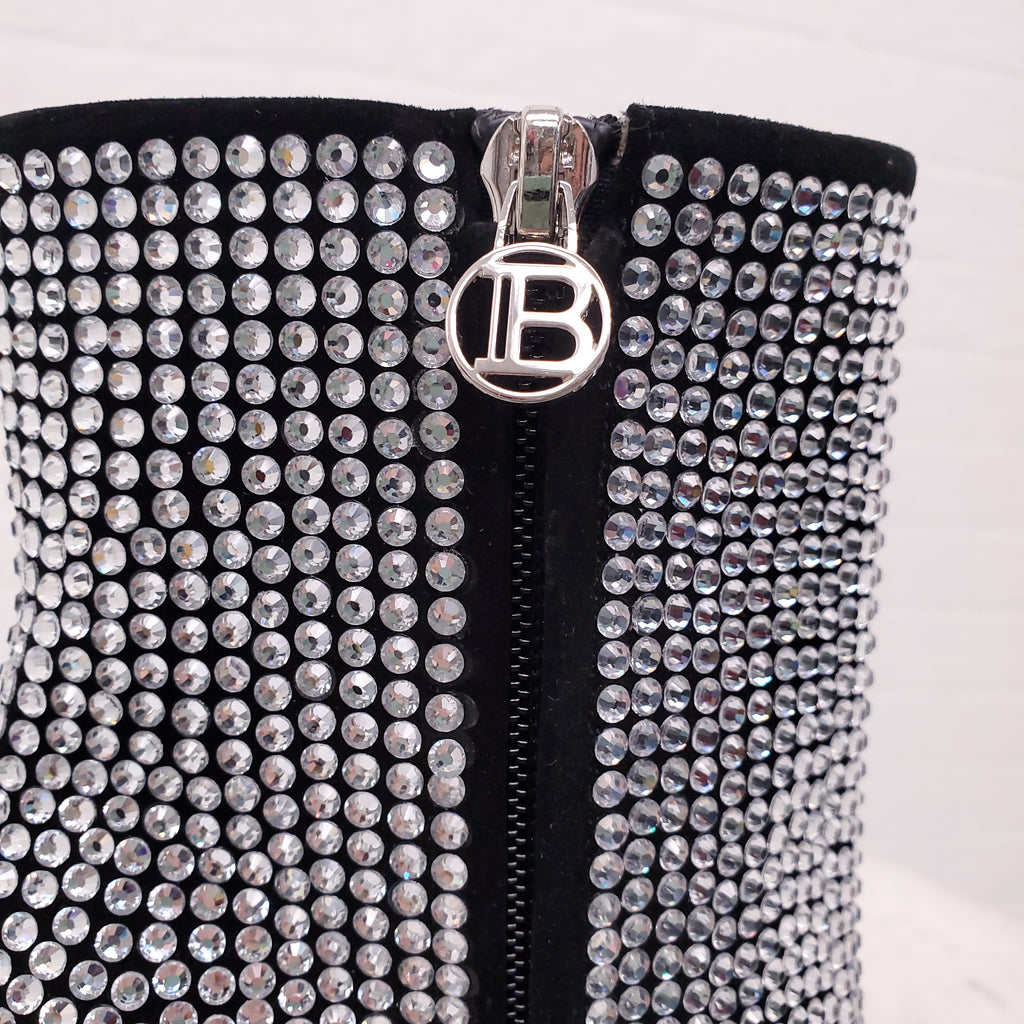 BALMAIN RHINESTONE BOOTIES - SIZE 37.5