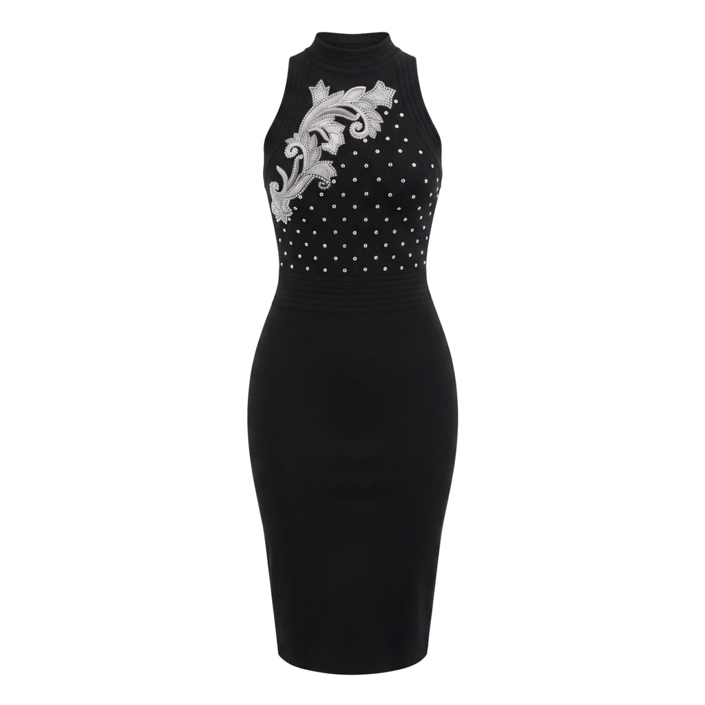 BALMAIN RUNWAY CRYSTAL KNIT DRESS - SIZE 40