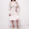 BALMAIN RUNWAY WHITE LONG SLEEVE DRESS - SIZE 40