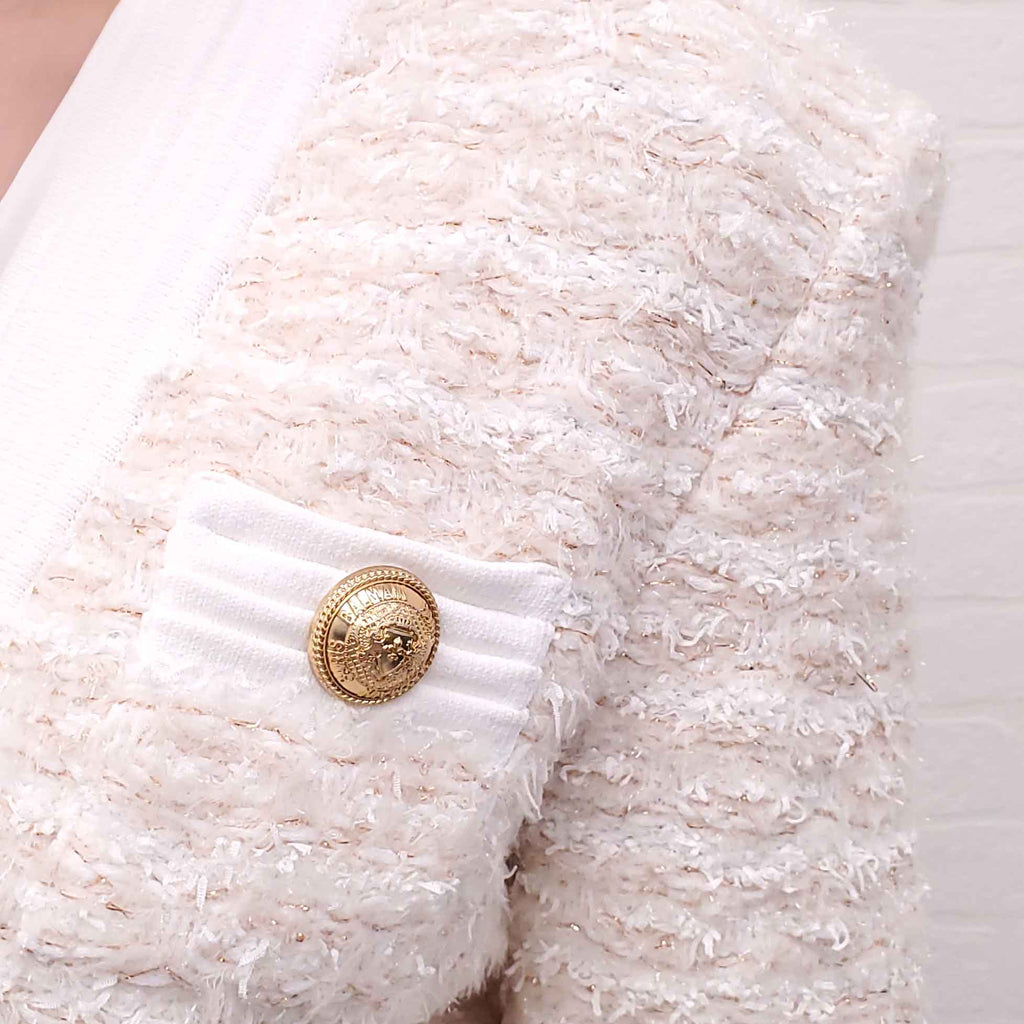 BALMAIN TWEED SWEATER JACKET - SIZE 42