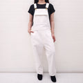 BALMAIN UNISEX WHITE DENIM OVERALLS WITH GOLD LOGO BUTTONS - SIZE 32/L