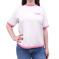 BALMAIN x BARBIE WHITE AND PINK LOGO T-SHIRT - SIZE M
