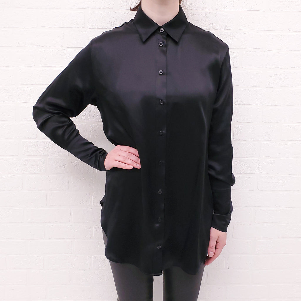 BARDO OVERSIZED BLACK SILK BLOUSE - SIZE S