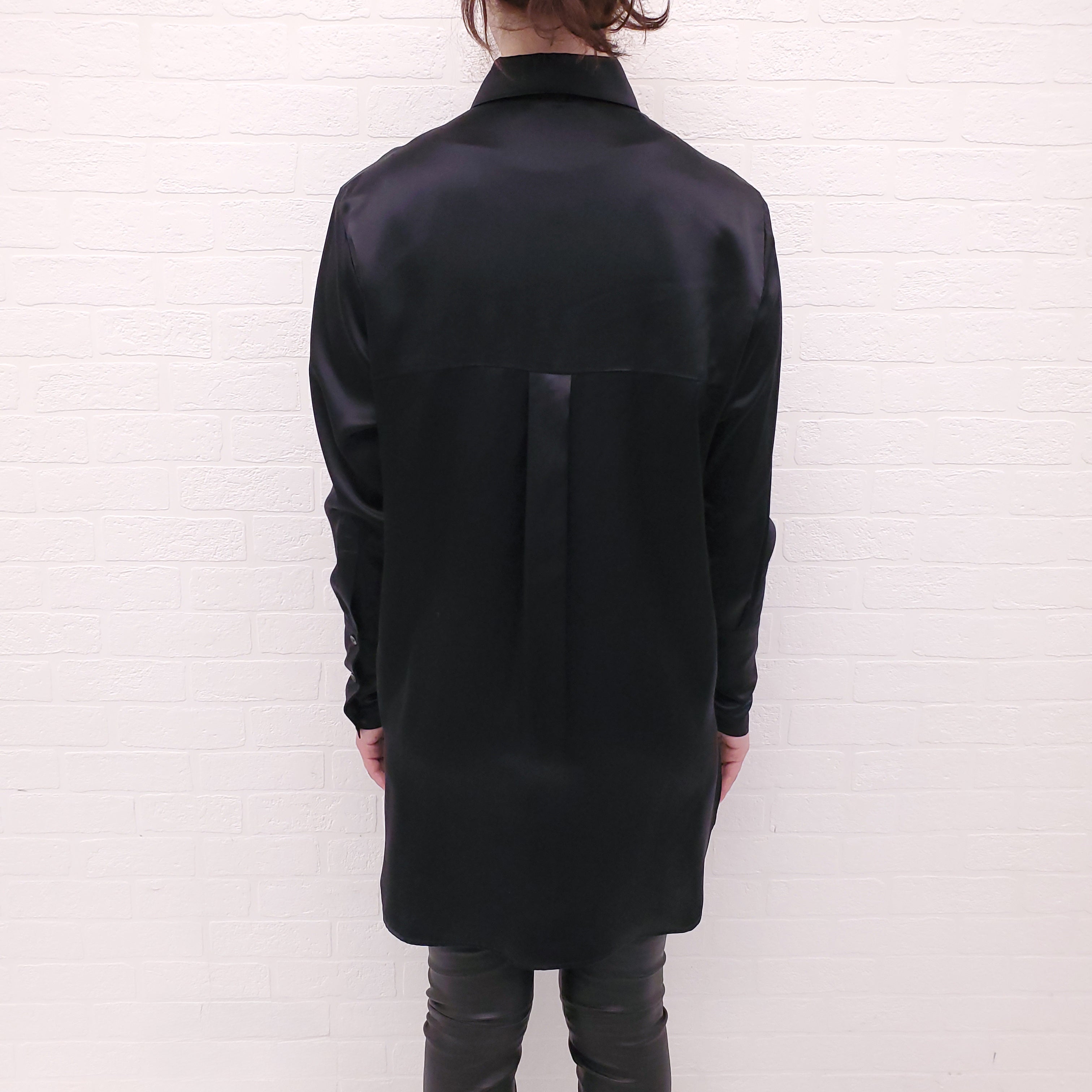 BARDO OVERSIZED BLACK SILK BLOUSE - SIZE S