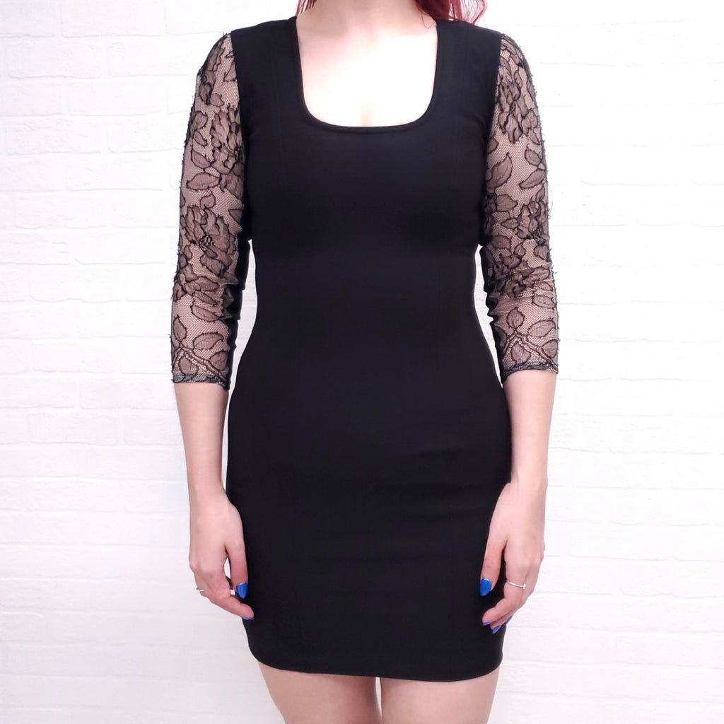 STELLA MCCARTNEY BLACK DRESS WITH LACE - SIZE 40