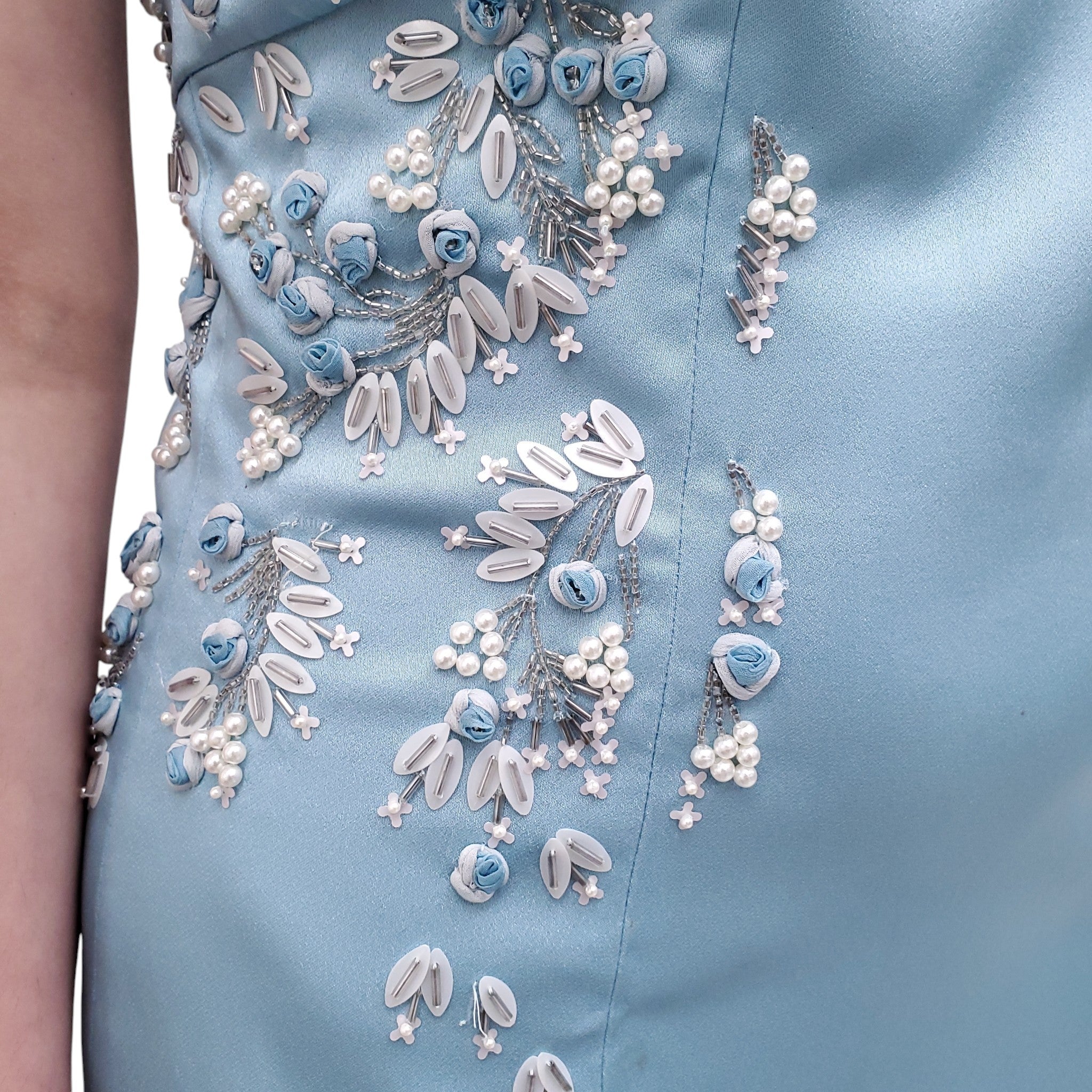 BLUMARINE BLUE EMBROIDERED MINI DRESS - SIZE 6