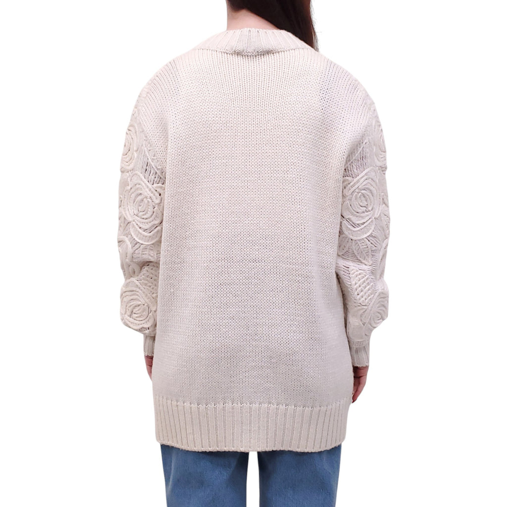 BLUMARINE CREAM FLORAL CARDIGAN - SIZE 6