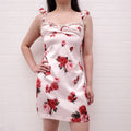 BLUMARINE PINK ROSE PRINT DRESS WITH BEADING - SIZE 42