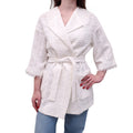 BLUMARINE WHITE TWEED SWEATER JACKET WITH BELT - SIZE 6