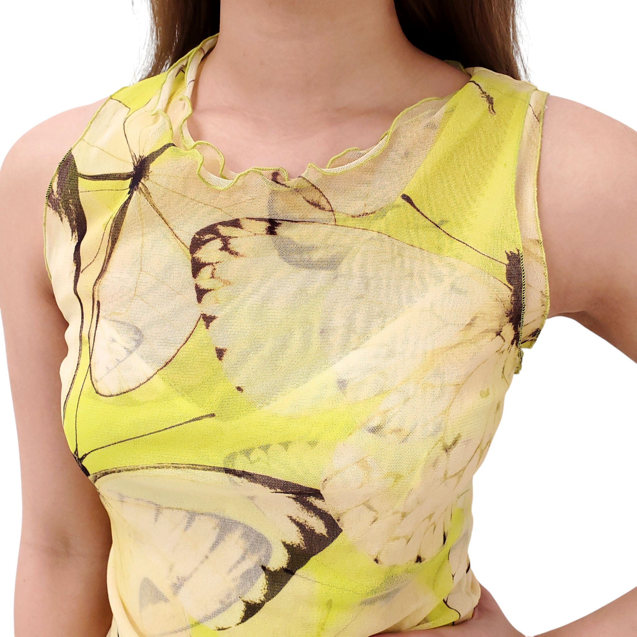 BLUMARINE YELLOW BUTTERFLY MINI DRESS - SIZE 2