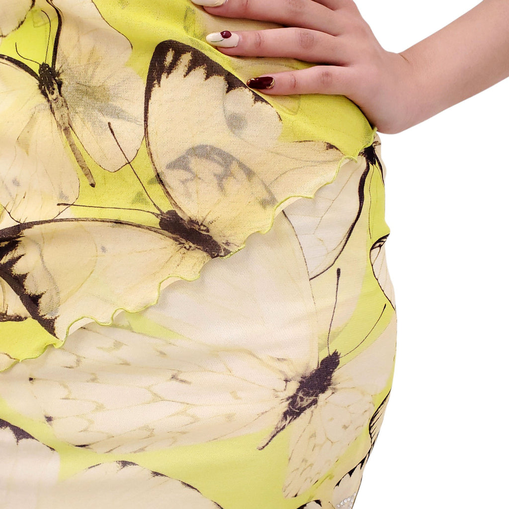 BLUMARINE YELLOW BUTTERFLY MINI DRESS - SIZE 2