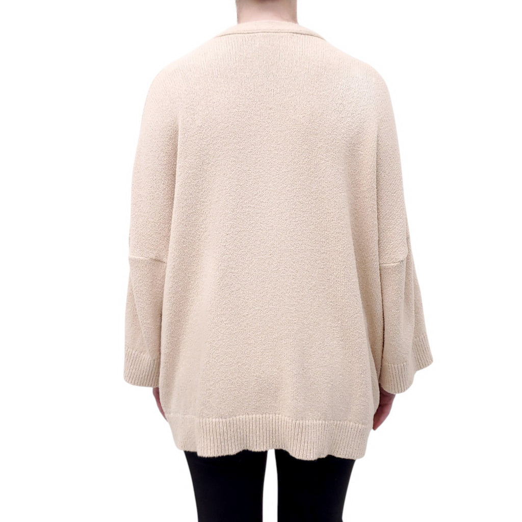 BOHÈME BEIGE COTTON BLEND CARDIGAN - SIZE XS