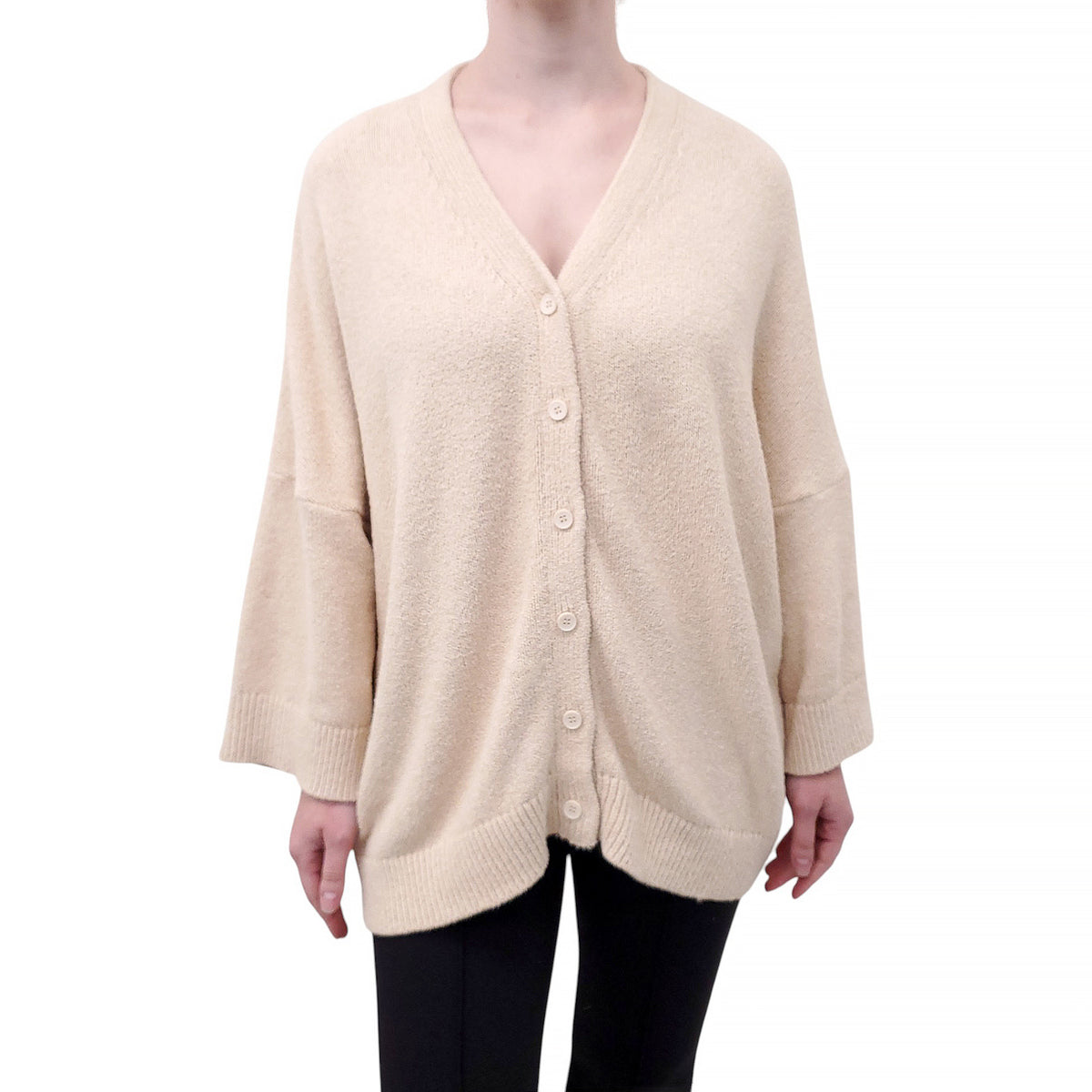 BOHÈME BEIGE COTTON BLEND CARDIGAN - SIZE XS