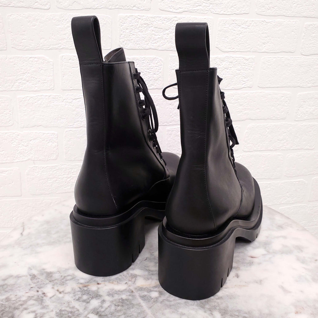 BOTTEGA VENETA BLACK CHUNKY MILITARY BOOTS - SIZE 40.5