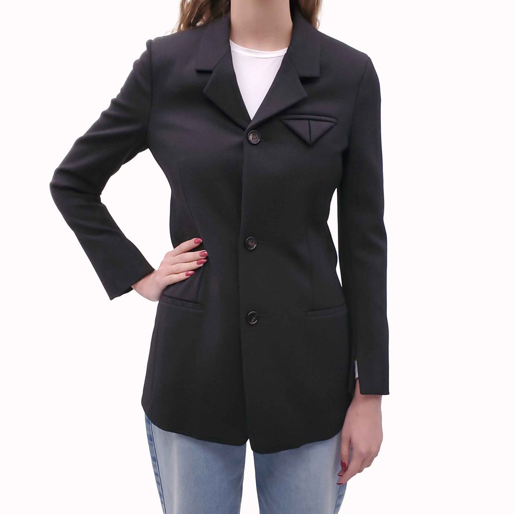 BOTTEGA VENETA BLACK TECH WOOL TWILL JACKET - SIZE 36