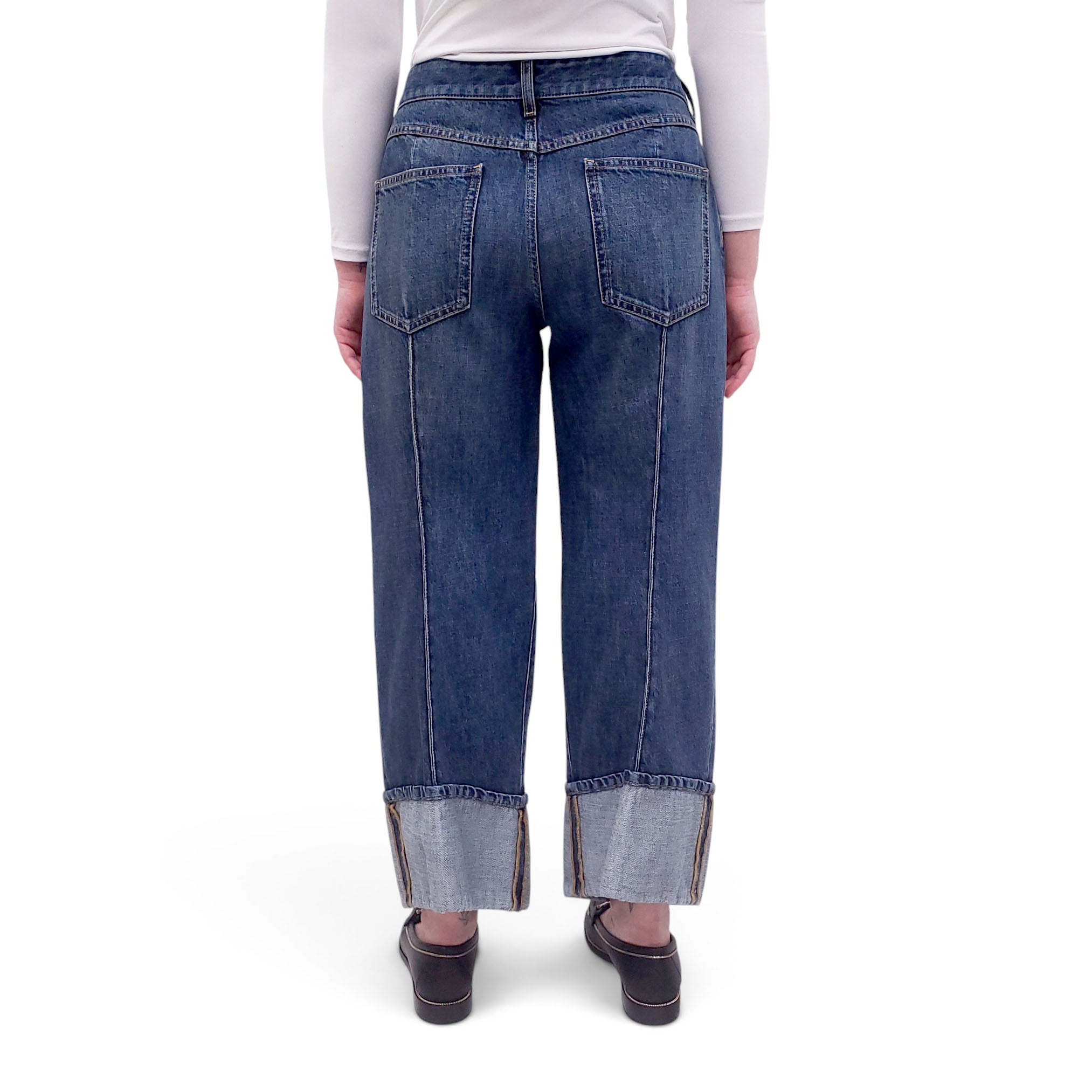 BOTTEGA VENETA BLUE CUFFED JEANS - SIZE 42
