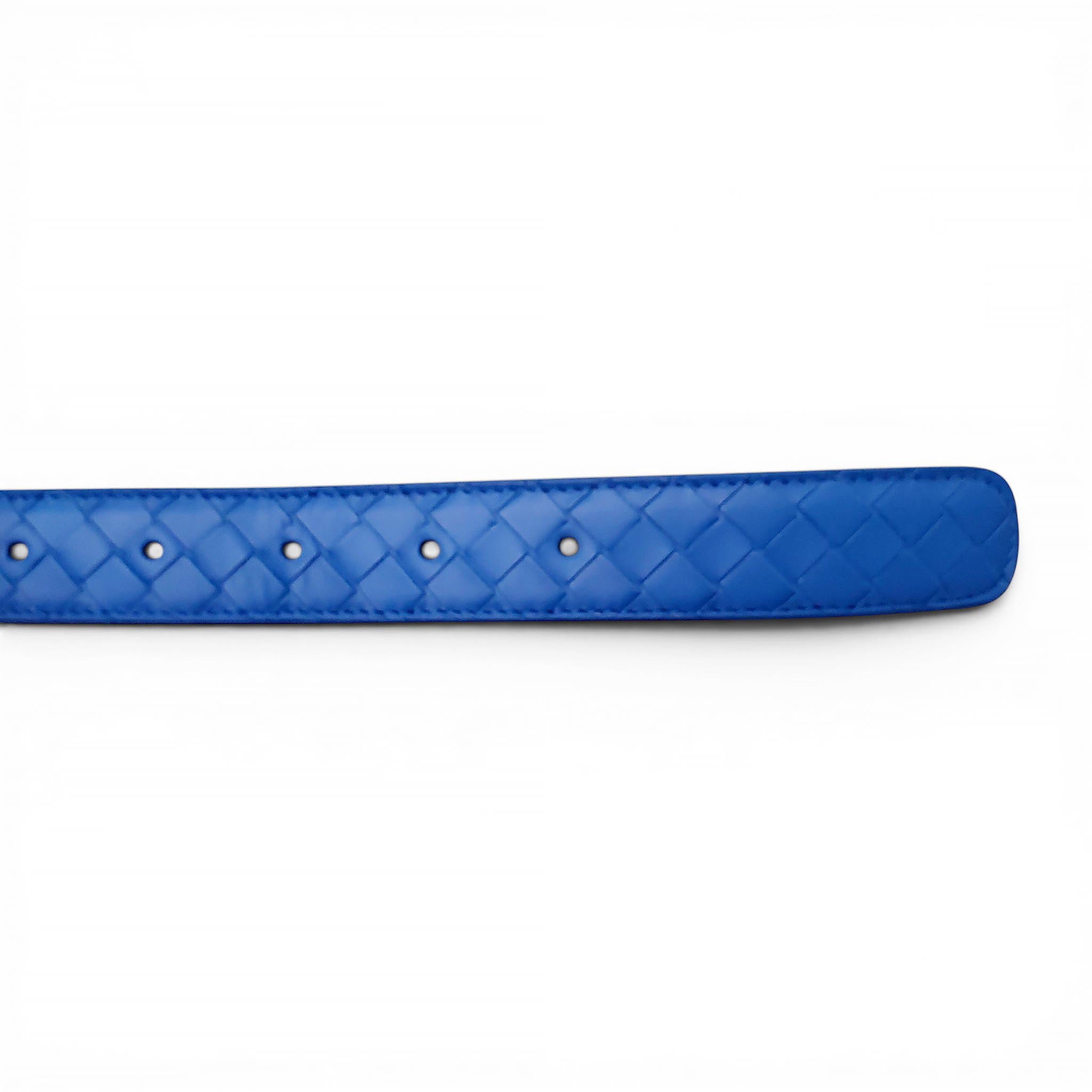 BOTTEGA VENETA BLUE LEATHER BELT - SIZE 60