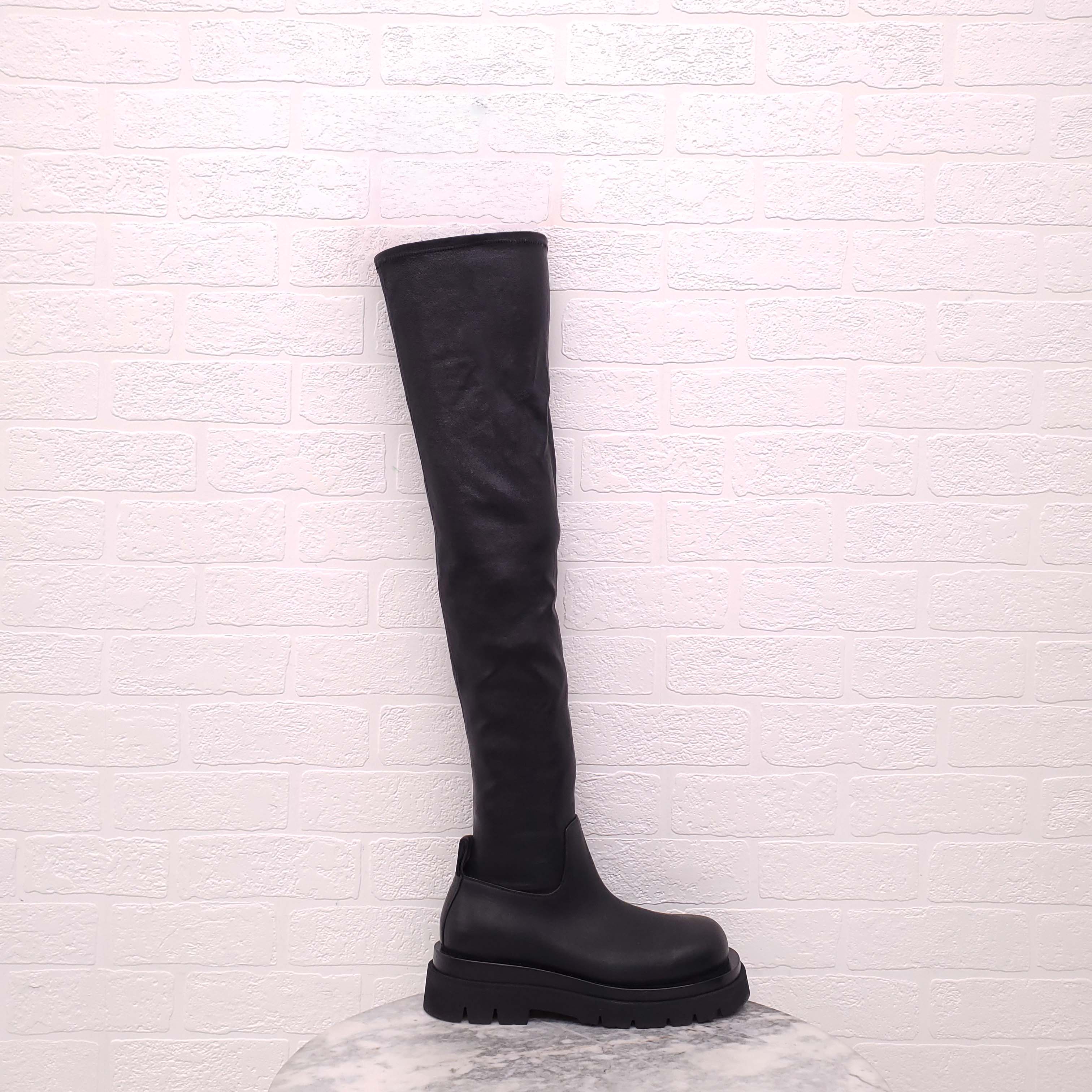 BOTTEGA VENETA CUISSARD LEATHER OVER-THE-KNEE BOOTS - SIZE 37