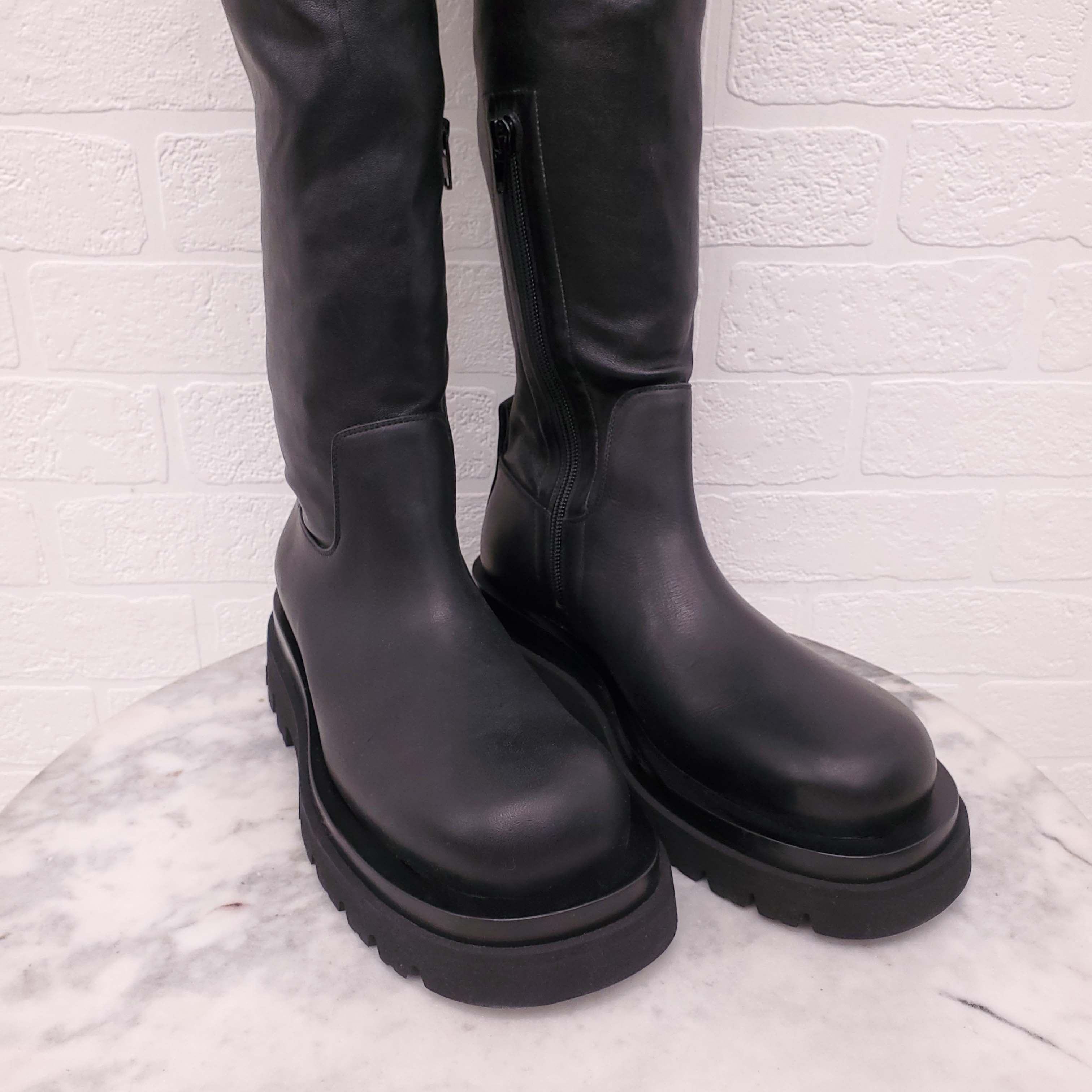 BOTTEGA VENETA CUISSARD LEATHER OVER-THE-KNEE BOOTS - SIZE 37