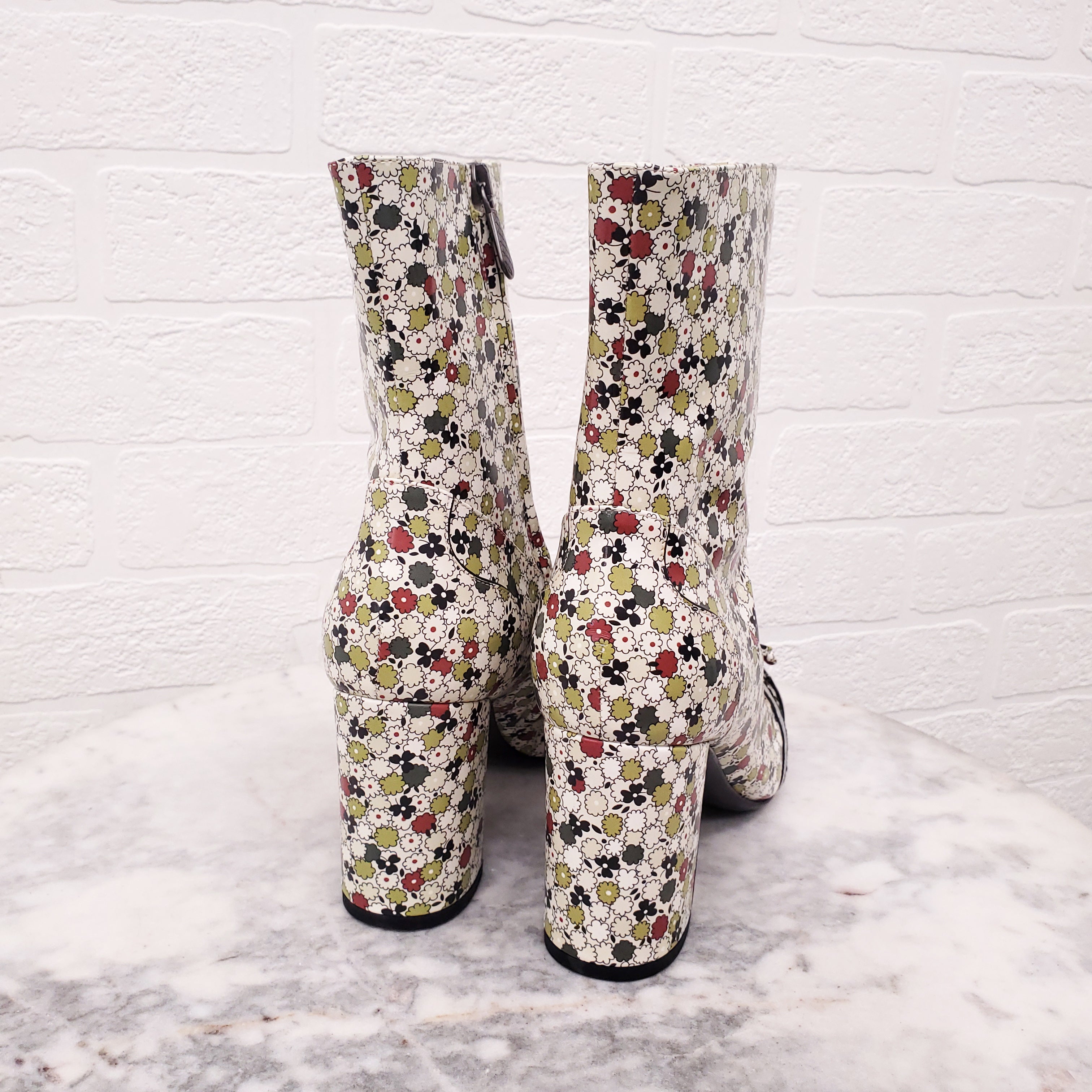 BOTTEGA VENETA FLORAL BOOTIES WITH BOW - SIZE 36.5