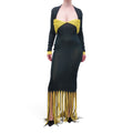 BOTTEGA VENETA GREEN AND YELLOW FRINGE DRESS - SIZE L