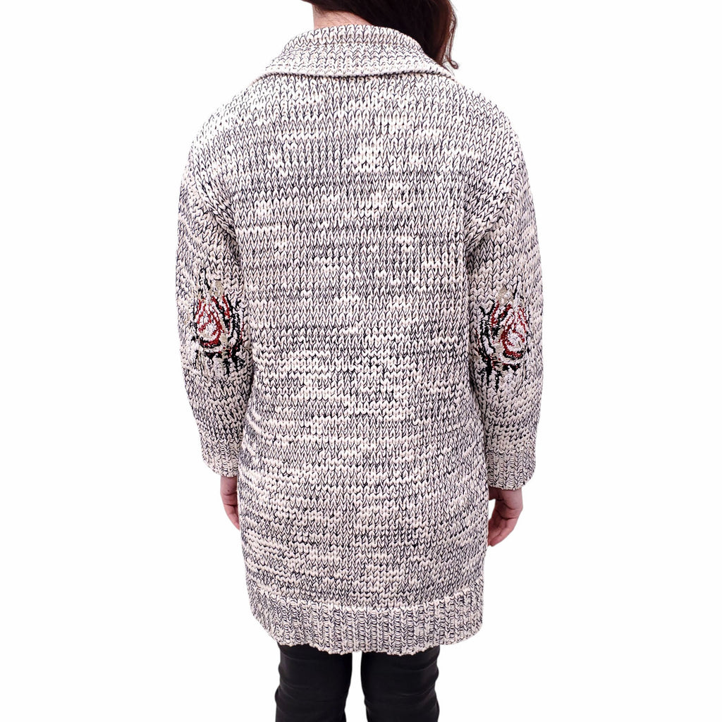BOTTEGA VENETA KNIT DOUBLE BREASTED CARDIGAN WITH EMBROIDERED DETAIL - SIZE 40