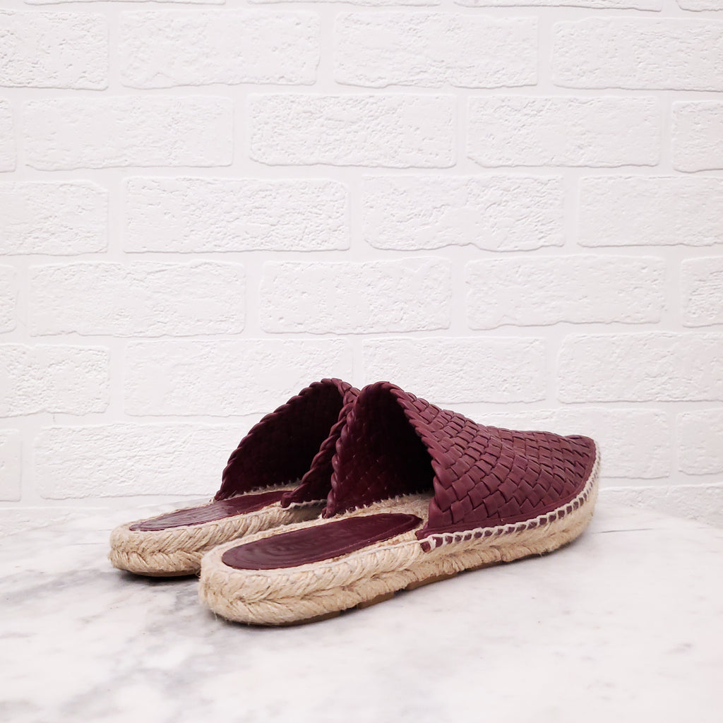 BOTTEGA VENETA MERLOT OPEN BACK ESPADRILLES - SIZE 39