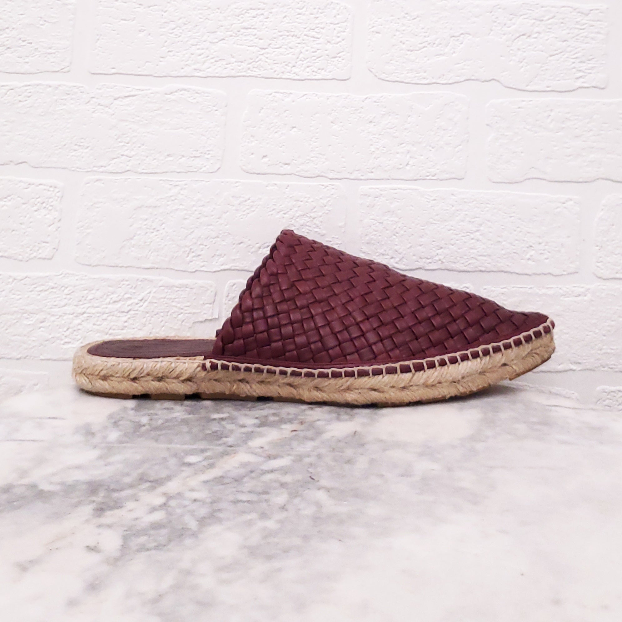 BOTTEGA VENETA MERLOT OPEN BACK ESPADRILLES - SIZE 39