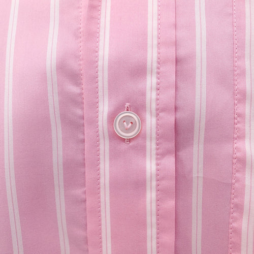 BOTTEGA VENETA PINK SILK OVERSIZED STRIPED BLOUSE - SIZE 38