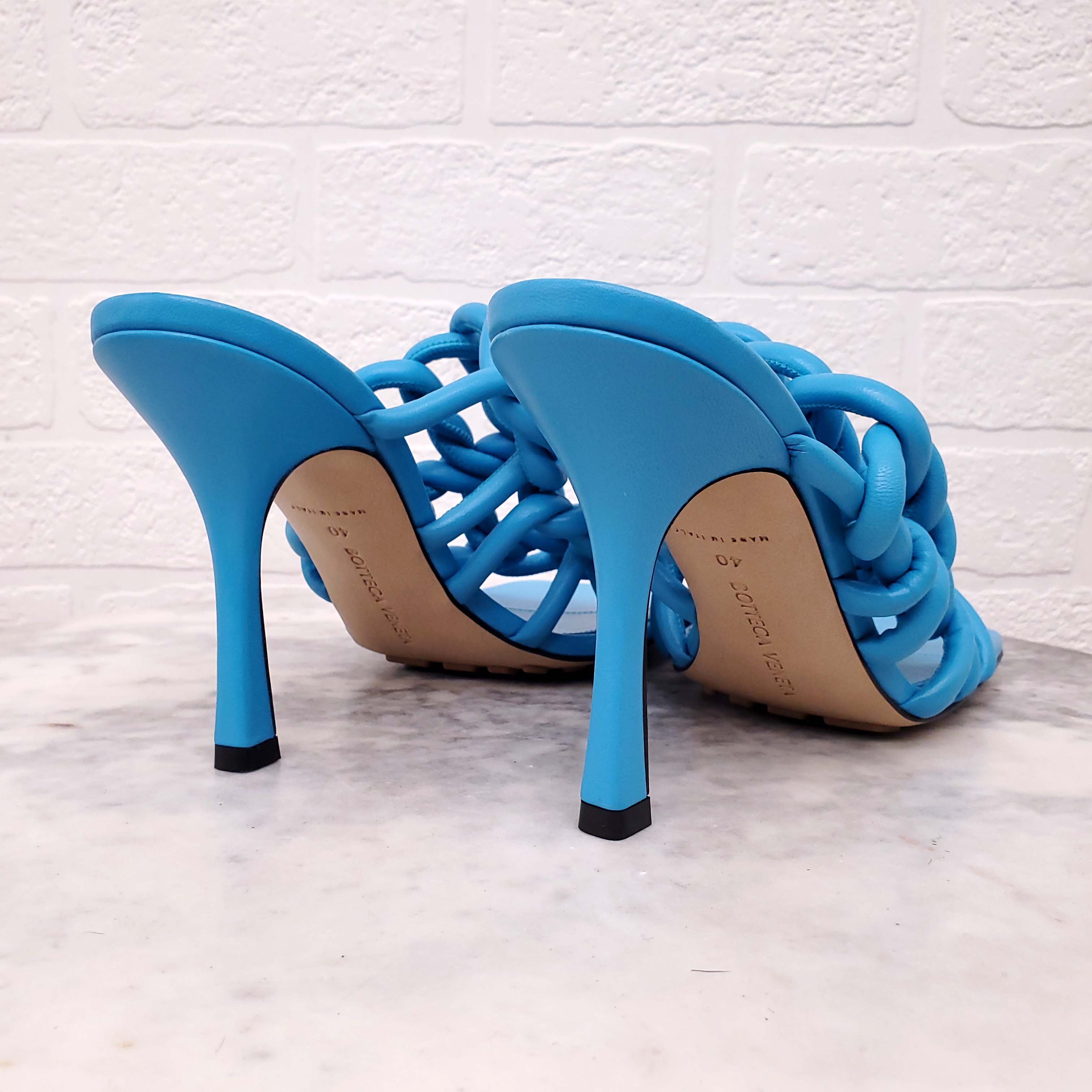 BOTTEGA VENETA STRETCH TWIST MULE TURQUOISE BLUE - SIZE 40