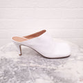 BOTTEGA VENETA WHITE SQUARE TOE MULES - SIZE 40