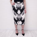 BURBERRY BLACK AND WHITE DEER PRINT PLEATED SKIRT - SIZE 4