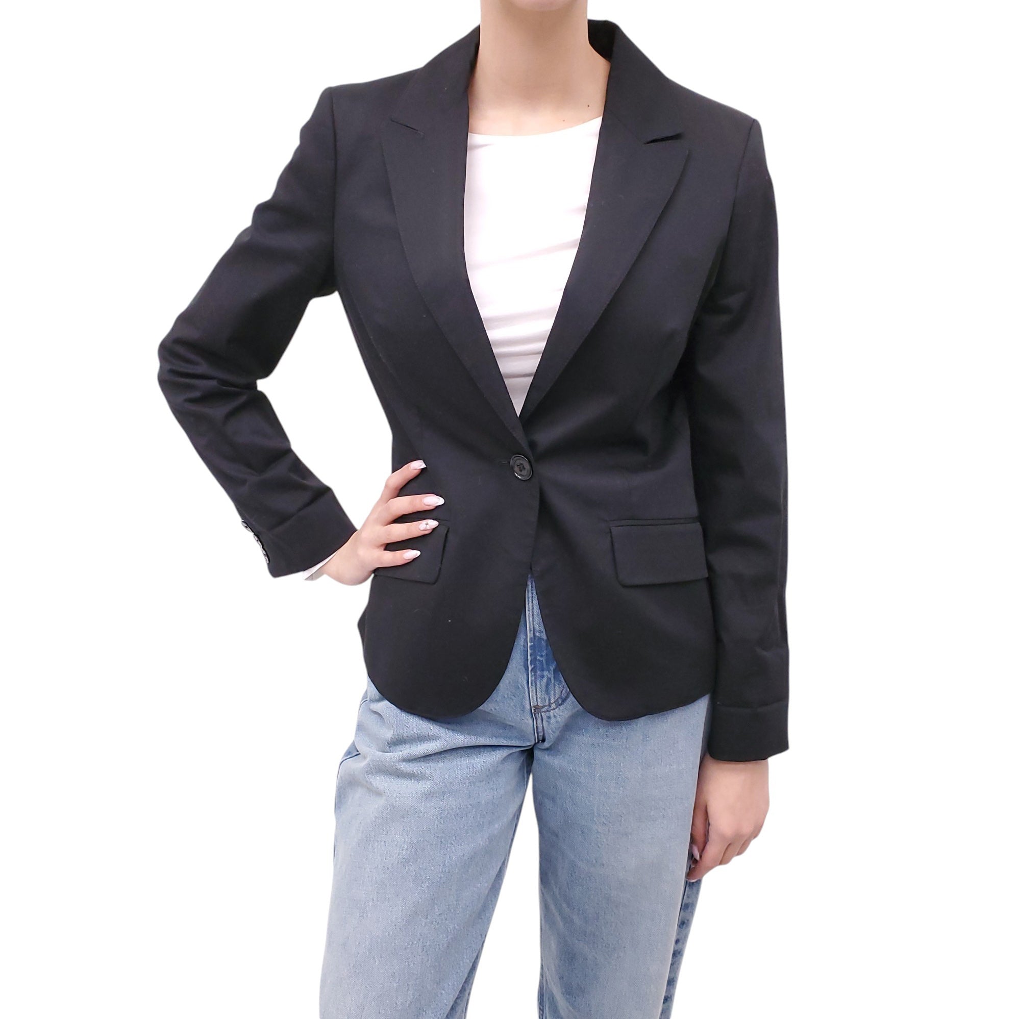 BURBERRY BLACK BLAZER WITH CHECK LINING - SIZE 8