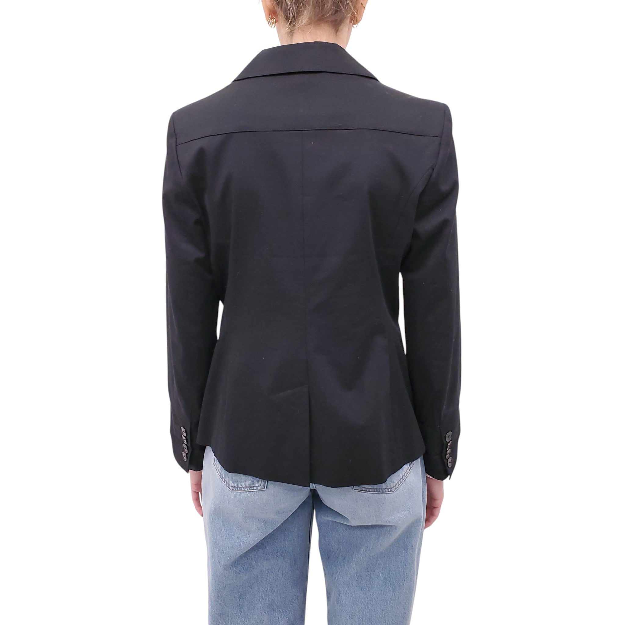 BURBERRY BLACK BLAZER WITH CHECK LINING - SIZE 8
