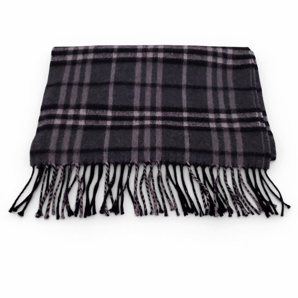 BURBERRY BLACK CHECK PATTERNED SCARF